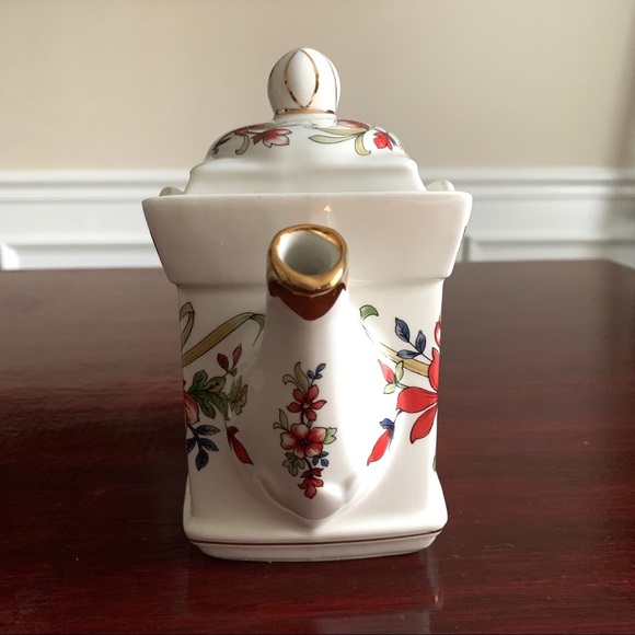Windsor England Red Floral Square Ceramic Tea Pot - Picture 5 of 13